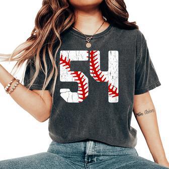 野球選手 ジャージ 番号54 54 Proud Baseball Mom Dad レディースオーバーサイズコンフォートTシャツ - Kawaiitshirt