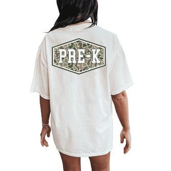 Camo Pre-K Teacher Preschool Back To School Boys Kids Women's Oversized Comfort T-Shirt Back Print - Thegiftio UK