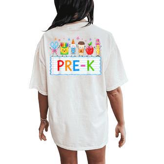 Cute Pre-K Back To School Supplies Kids Teacher Prek Women's Oversized Comfort T-Shirt Back Print - Thegiftio UK