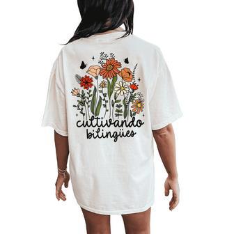 Maestra Wild Flower Cultivando Bilingues Spanish Teacher Women's Oversized Comfort T-Shirt Back Print | Seseable UK