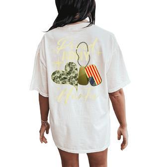 Proud Army Auntie Camouflage Mother's Day Dog Tag Us Flag For Women Women's Oversized Comfort T-Shirt Back Print | Seseable UK