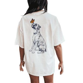 Vintage Boxer Dog With Butterfly Lover Women's Oversized Comfort T-Shirt Back Print | Seseable UK