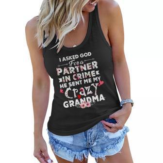 God Sent Me Crazy Grandma Christmas Ideas For Mom Women Flowy Tank | Seseable UK