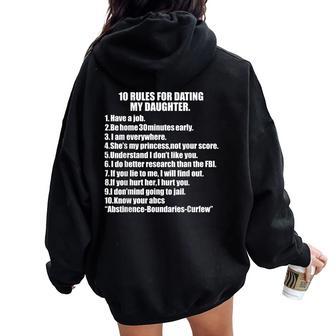 10 Rules Dating My Daughter 過保護 お父さん 保護 レディース オーバーサイズ パーカー バックプリント - Kawaiitshirt