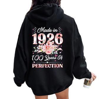 100 Years Old Made In 1926 Floral 100Th Birthday Women Women Oversized Hoodie Back Print | Seseable UK