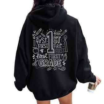 1St Grade For Boys Back To School First Day Of First Grade Women Oversized Hoodie Back Print - Thegiftio UK