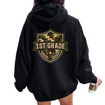 1St Grade Camo Back To School Boys First Grade Women Oversized Hoodie Back Print - Thegiftio UK