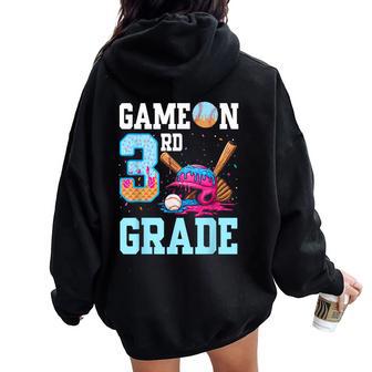 3Rd Grade Back To School Baseball Drip Ice Cream Game On Kid Women Oversized Hoodie Back Print - Thegiftio UK