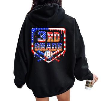 3Rd Grade Baseball Drip Boys Kids Usa Flag Back To School Women Oversized Hoodie Back Print - Thegiftio UK