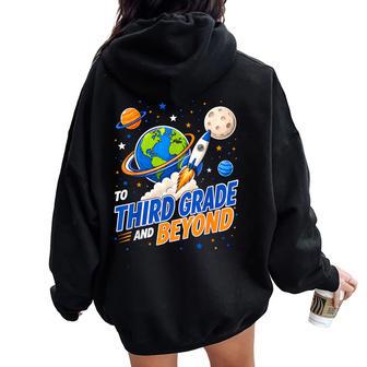 3Rd Grade Boys First Day Of Third Grade Back To School Moon Women Oversized Hoodie Back Print - Thegiftio UK