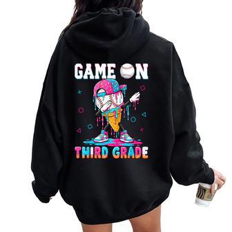 3Rd Grade First Day Of Third Grade Baseball Drip For Boys Women Oversized Hoodie Back Print - Thegiftio UK