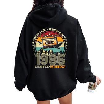 40 Cumpleaños Hombre Regalo Abril 1986 In Mangas Women Oversized Hoodie Back Print - Regaloses