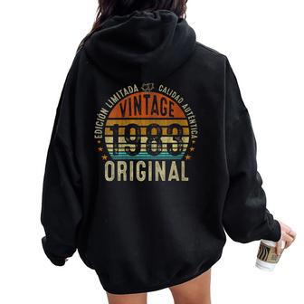 43 Años Regalo De Cumpleaños Hombre Original 1983 Cuello Women Oversized Hoodie Back Print - Regaloses