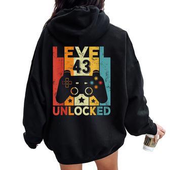 43E Anniversaire Homme 43 Ans Contrôleur De Jeu Gamer Sweat à capuche oversize pour femme avec imprimé dans le dos - Cadeauxyz