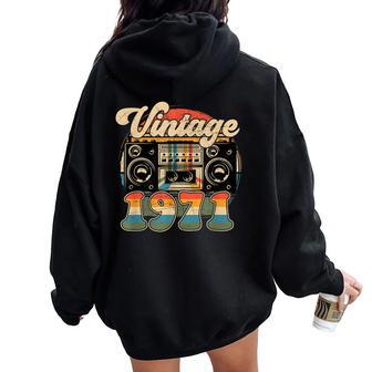 55Th Birthday Retro Vintage 1971 Women Women Oversized Hoodie Back Print - Thegiftio UK
