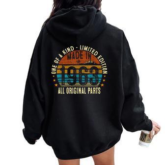 63Th Birthday Vintage 1963 Original Parts Women Oversized Hoodie Back Print - Thegiftio UK