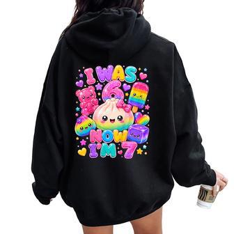 67 Birthday Girl I Was 6 Now I'm 7 Squishy Dumpling Women Oversized Hoodie Back Print | Seseable UK