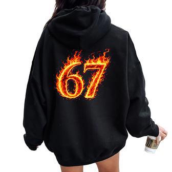 67 Fuegoeisiete Meme Llamas Jerga Número Divertido Niños Adolescentes Women Oversized Hoodie Back Print - Regaloses
