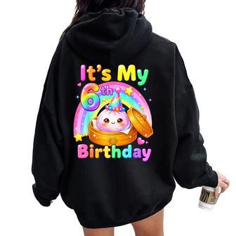 6Th Birthday Girl Kawaii Dumpling Anime Party 6 Years Old Women Oversized Hoodie Back Print | Seseable UK