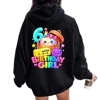 6Th Dumpling Squishy Birthday Girl 6 Year Old Party Women Oversized Hoodie Back Print - Thegiftio UK