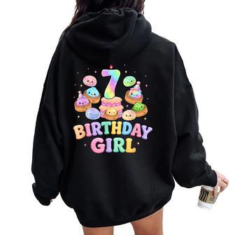 7Th Birthday Girl Dumpling Cute Kawaii Dumpling Party Women Oversized Hoodie Back Print - Thegiftio UK