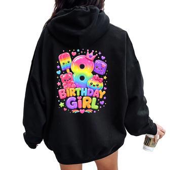 8Th Birthday Girl 8 Year Old Squishy Dumpling Party Women Oversized Hoodie Back Print - Thegiftio UK