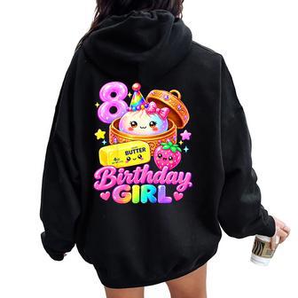 8Th Dumpling Squishy Birthday Girl 8 Year Old Party Women Oversized Hoodie Back Print - Thegiftio UK