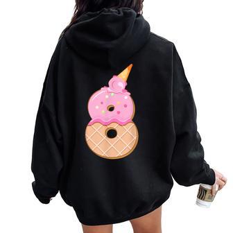 8歳の誕生日、女の子8歳、アイスクリーム、ナンバー8 レディース オーバーサイズ パーカー バックプリント - Kawaiitshirt