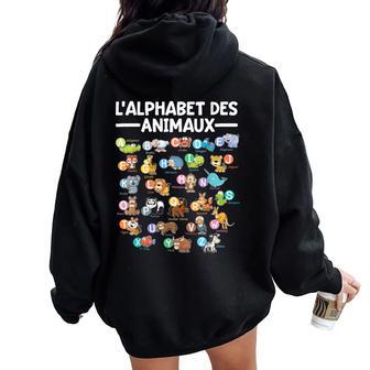 Animaux Alphabet Apprends Abécédaire Garçon Fille Sweat à capuche oversize pour femme avec imprimé dans le dos - Cadeauxyz