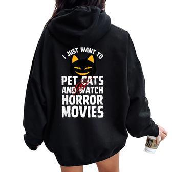 Arte De Película De Terror Divertido Para Hombres Y Es Películas De Terror De Café Women Oversized Hoodie Back Print - Regaloses