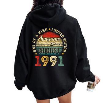Awesome Since August 1991 Vintage 35Th Birthday Men Women Oversized Hoodie Back Print | Seseable UK