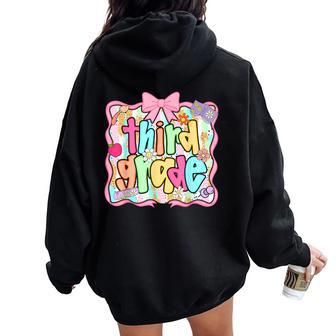 Back To School 3Rd Grade Third Grade Preppy Teacher Girl Women Oversized Hoodie Back Print - Thegiftio UK