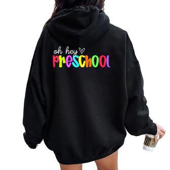 Back To School Preschool Pre-K First Day Teacher Student Kid Women Oversized Hoodie Back Print - Thegiftio UK