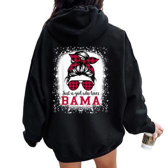 Bama Alabama Girls Messy Bun Hair Alabama State Pride Women Oversized Hoodie Back Print - Thegiftio UK