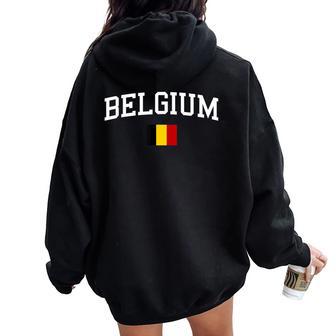 Bandera Belga Para Hombres Es Niños Bélgica Women Oversized Hoodie Back Print - Regaloses