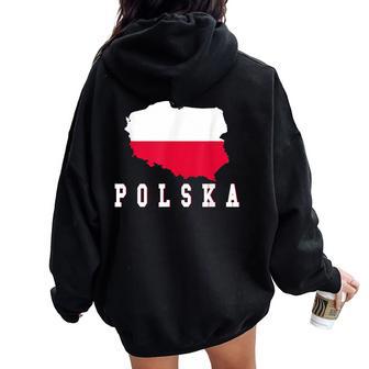 Bandera Polaca Patriótica Polonia Hombres Es Niños Polska Women Oversized Hoodie Back Print - Regaloses