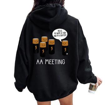Battery Aa Meeting Pun Sarcastic Electronics Joke Women Oversized Hoodie Back Print - Thegiftio UK