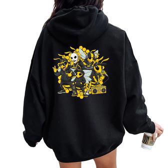 Bees Hip Hop Old School Rap Music Lover Kids Women Oversized Hoodie Back Print - Thegiftio UK
