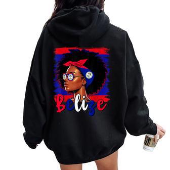 Belizean Girl Belize Flag Proud Belize Women Women Oversized Hoodie Back Print - Thegiftio UK