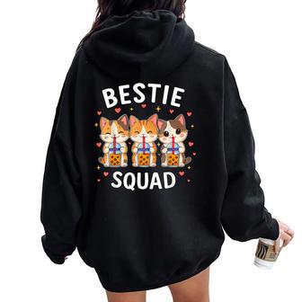 Bestie Squad Twinning Best Friend Matching Girls Twin Cats Women Oversized Hoodie Back Print | Seseable UK