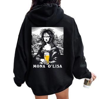 Bière Drôle Irlandaise Mona Lisa Hangover Beer Lover Sweat à capuche oversize pour femme avec imprimé dans le dos - Cadeauxyz
