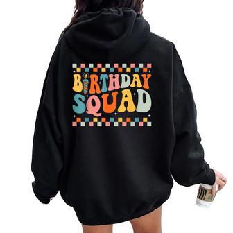 Birthday Squad Groovy Matching Family Birthday Squad Women Oversized Hoodie Back Print - Thegiftio UK