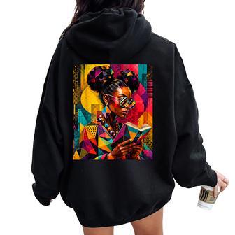Black History Educated Geometric Reading Book Melanin Women Oversized Hoodie Back Print - Thegiftio UK