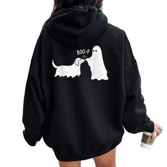 Boo Boo-P Dog Ghost Halloween Dog Lovers Dog Mom Women Oversized Hoodie Back Print | Seseable UK