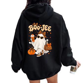 Boo-Jee Ghost Halloween Boo Jee Leopard Spooky Season Women Oversized Hoodie Back Print - Thegiftio UK