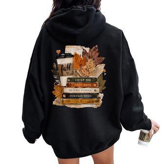 All Booked For Fall Books Coffee Cozy Autumn Reading Women Women Oversized Hoodie Back Print - Thegiftio UK