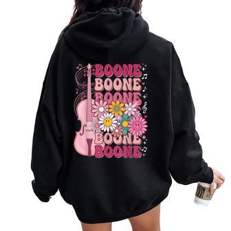 Boone Music Lovers Retro Vibes Groovy Flower First Name Women Oversized Hoodie Back Print - Thegiftio UK
