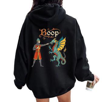 Boop Medieval Knight Dragon Ren Faire Kids Women Oversized Hoodie Back Print - Thegiftio UK