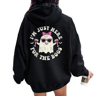 Here For The Boos Halloween Party Drinking Humor Women Women Oversized Hoodie Back Print - Thegiftio UK