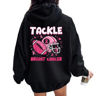 Breast Cancer Awareness Football Pink Ribbon Kids Women Oversized Hoodie Back Print - Thegiftio UK